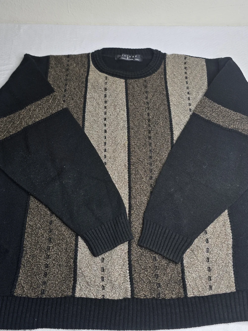Protege Collection Men's Textured Knit Sweater Black Brown Size XXL